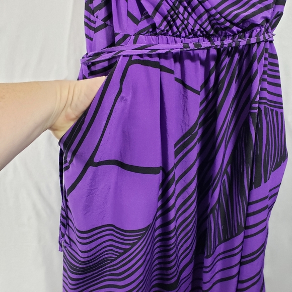 Yumi Kim ourple and black abstract print Sleeveless dress with pockets. Medium - Picture 3 of 7